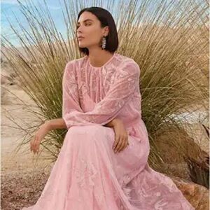 $428 NWT Johnny Was Floral Dream Mesh Pink Dress S